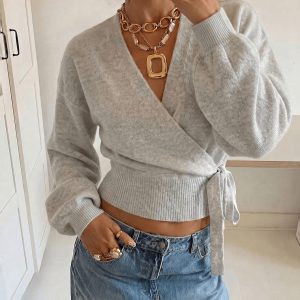 Women’s Irregular Solid-Color Knitted winter wear Top