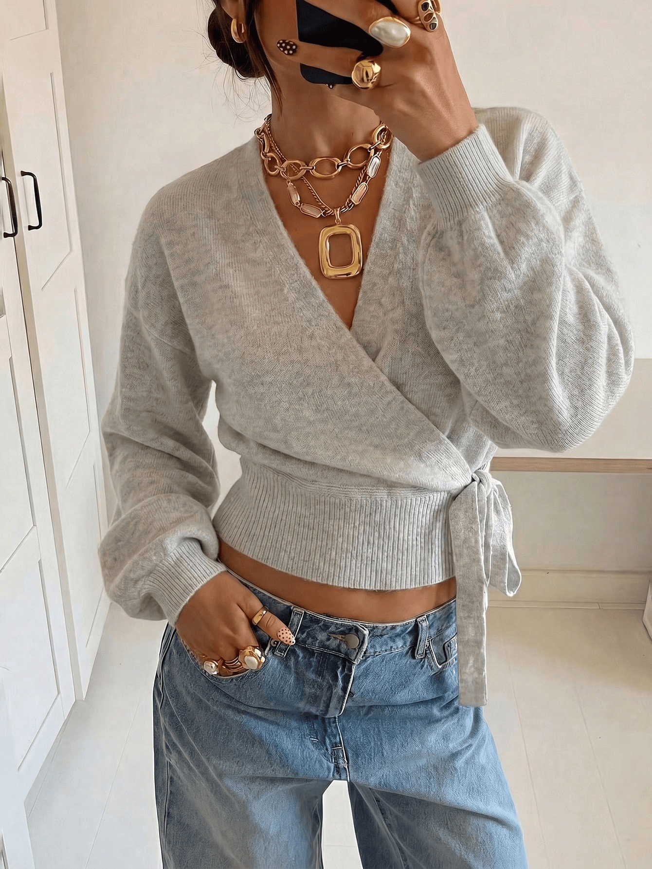 Women's Irregular Solid-Color Knitted winter wear Top