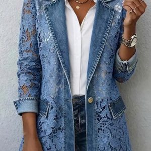 Women Floral Lace Blazer