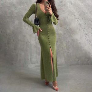Slim-fit Long-sleeved party wear Dress