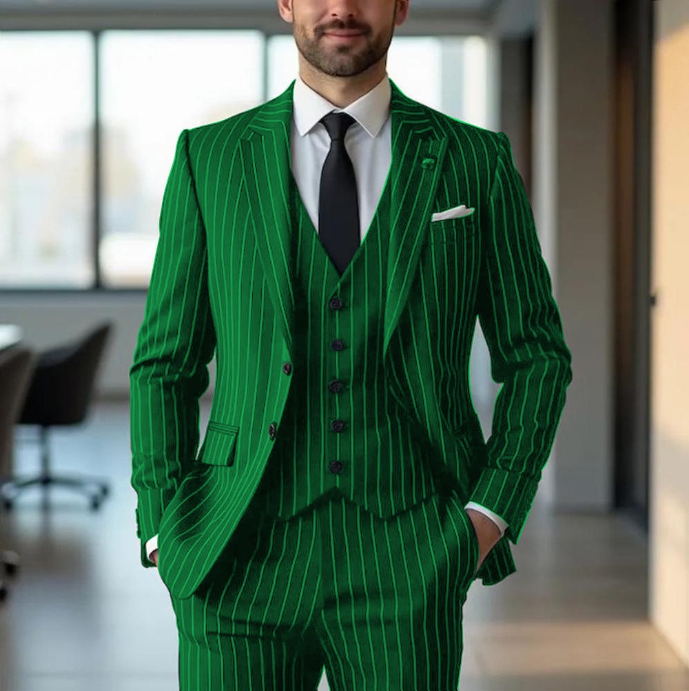 Black Vertical-Stripe Mens Formal Suit - Image 7