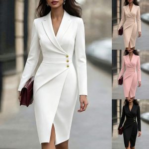 Fitted Blazer Mini Collar Dress For Women