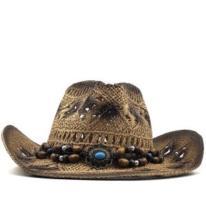 New Women’s Beach Cowboy Straw Caps Sun Hat