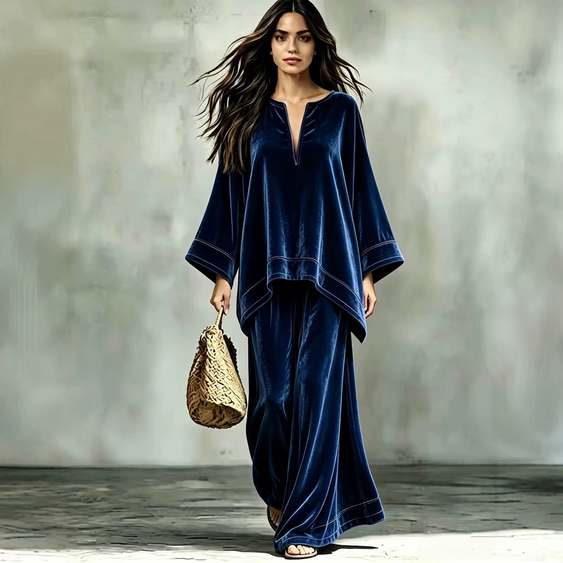 Wide-leg Pants Bohemian Two-piece Set